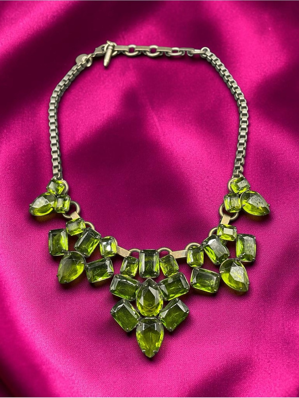 Loren Hope Olive Green Crystal Statement Necklace Designer Necklace